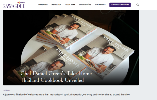Open cookbook featuring Daniel Green's take-home meal recipes.